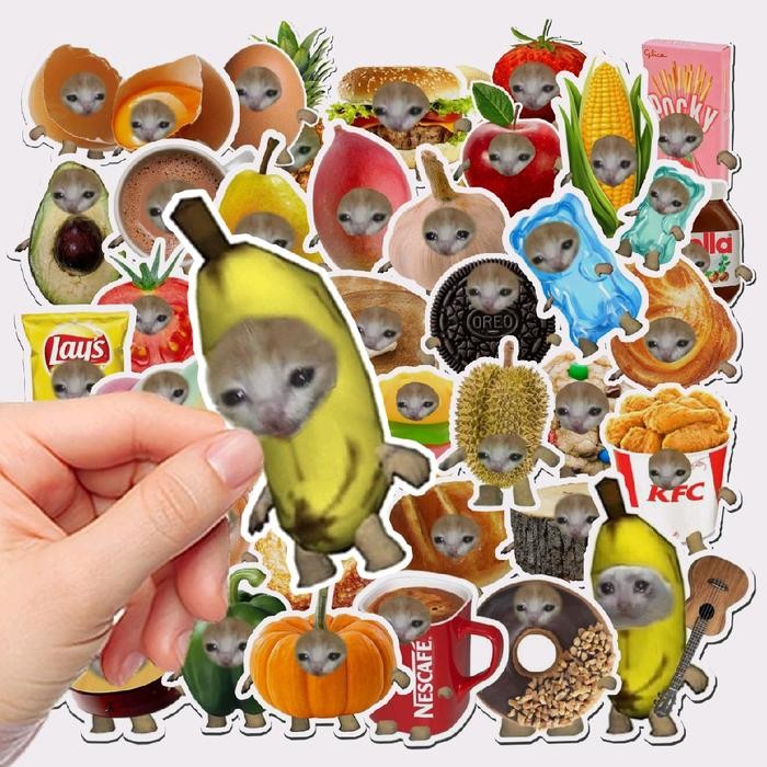 

50PCS++ STICKER BANANA CAT CRYING CAT STIKER STICKER MEME KUCING LUCU KUCING CUSTOM STIKER BISA
