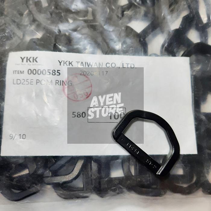 

1 PACK (100 pcs) YKK Ring D LD25E YKK LOOP ADJUSTER ukuran 2.5 cm 25 mm LD 25 E