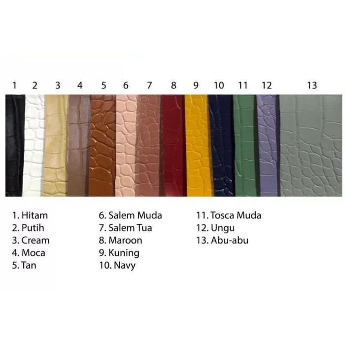 

Bahan Kulit sintetis Croco Doff / Motif Buaya Meteran 1mtr x 1,4mtr