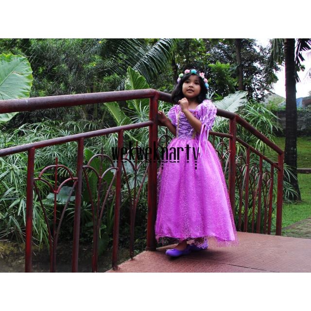Baju Kostum Princess RAPUNZEL PREMIUM Dress Anak Perempuan Ultah