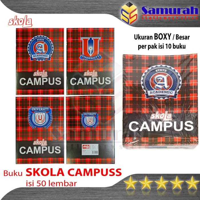 

Buku Tulis Skola Campus Isi 50 Lembar / Buku Sekolah Ukuran Boxy / B5 Campuss 50 Lbr - Per Pak isi
