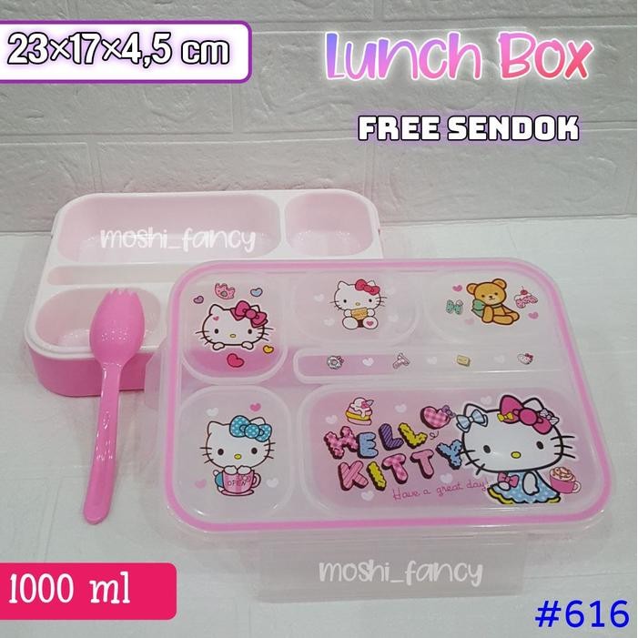 Tempat Makan Yoye Sekat 5 / Tempat Makan Yoye Besar Hello Kitty / Lunch Box Misting Anak Hello Kitty