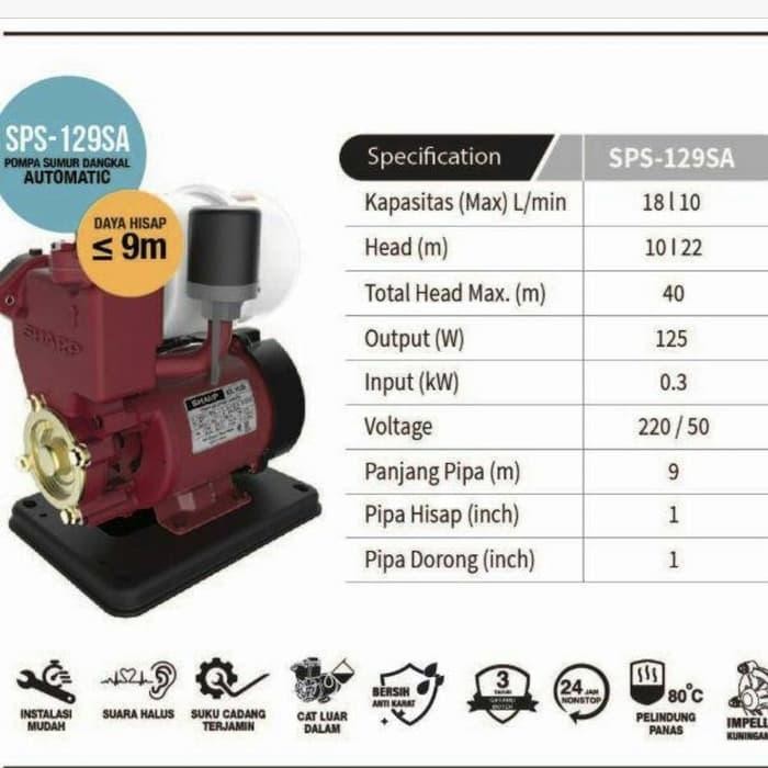 monggo] SHARP SPS 129 SA pompa air listrik otomatis