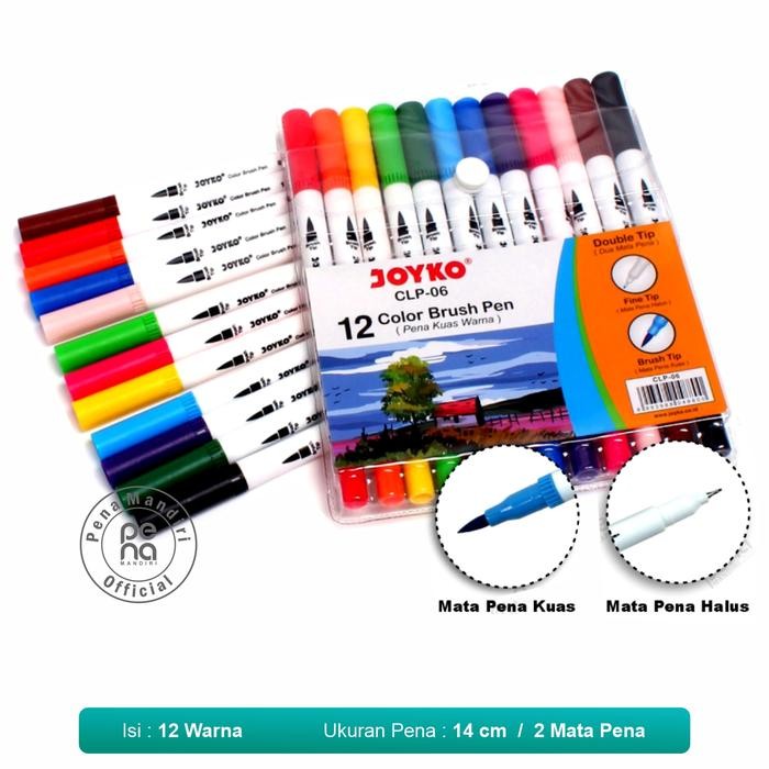 

Joyko Brush Pen Spidol Kaligrafi 12 Warna Brush + Pen CLP-06 Set Isi 12 Stationery Pena