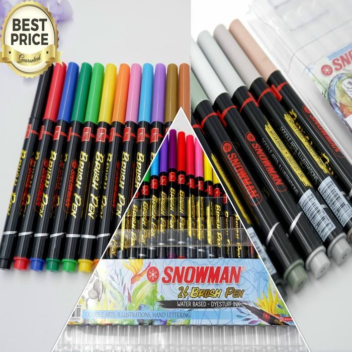

SNOWMAN BRUSHPEN BRUSH PEN KUAS KALIGRAFI WARNA SET isi 6 12 24