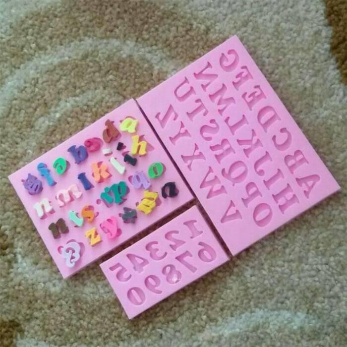 Maostore 3 Cetakan Angka Huruf Besar Huruf Kecil Fondant Resin Clay
