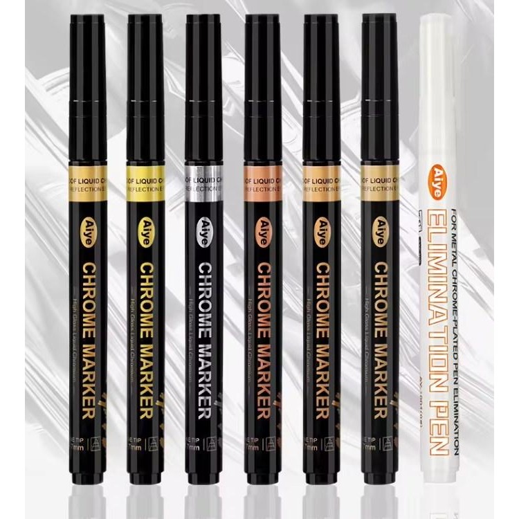 

[Castle Stationery] Aiye Spidol Chrome 1 Set 7 Pcs Size 1Mm Chrome Marker Cair Permanen Refleksi