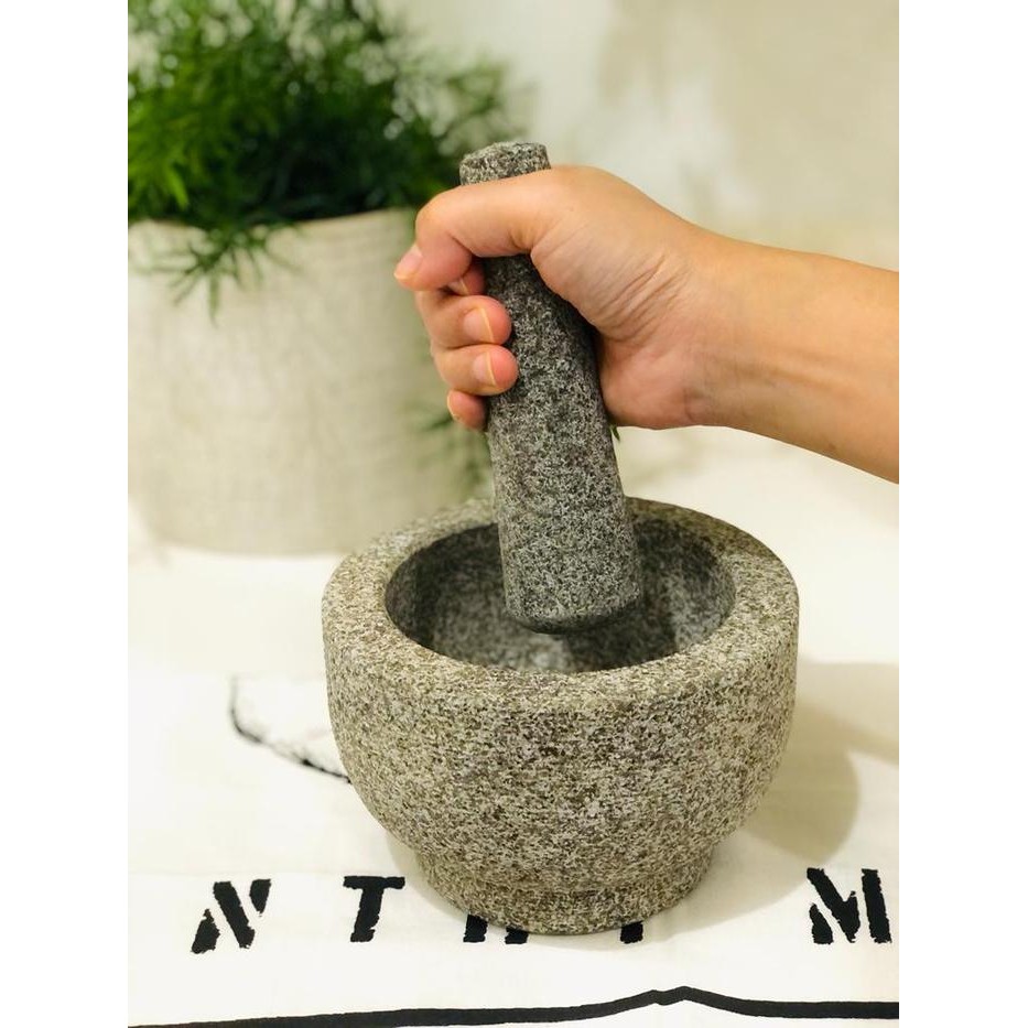 Home Cantik Granite Mortar Pestle 15X10Cm / Ulekan / Tumbukan / Cobek