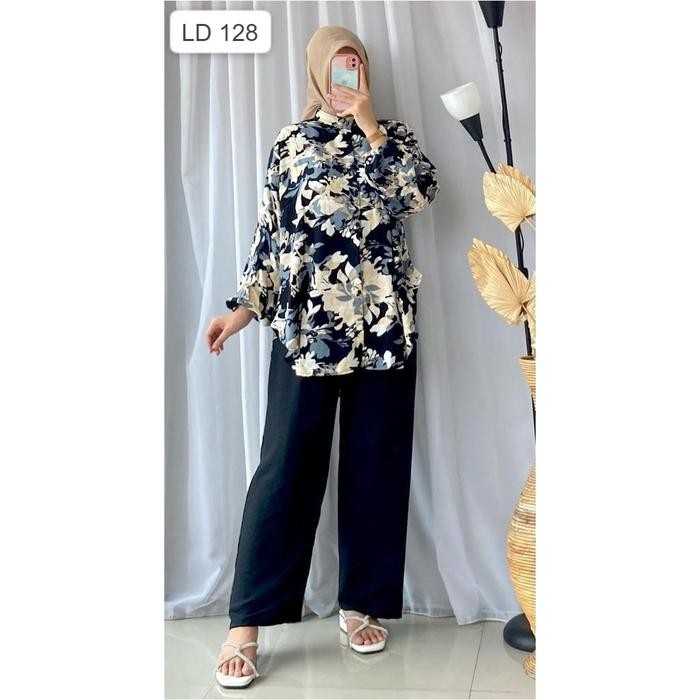 One Set Jumbo Raysha Set LD128 Setelan Kekinian Rayon Mix Crinkle