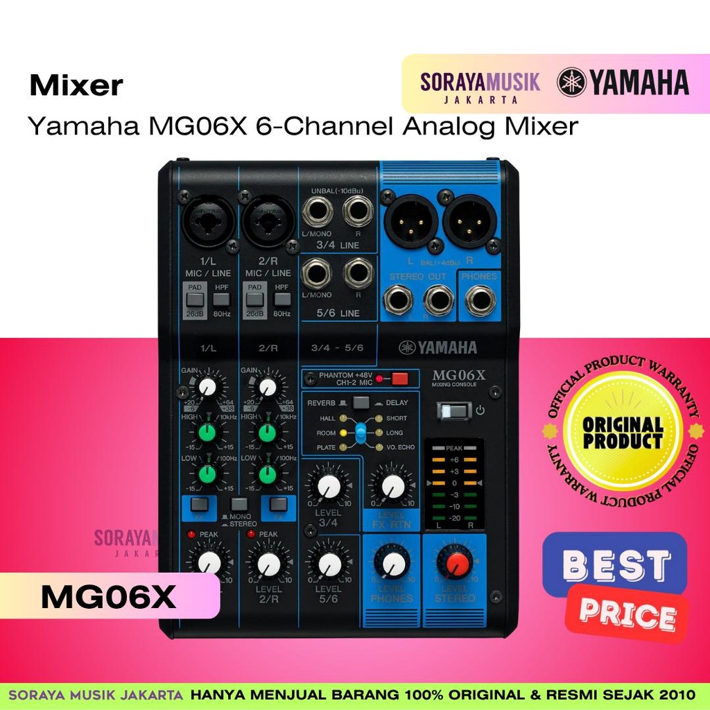 Yamaha MG06X Analog Audio Mixer – 6 Channel | Mixer | Garansi Resmi Original | Original Product