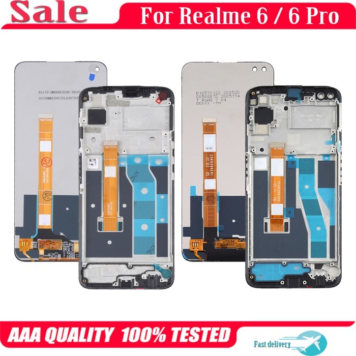 For Realme 6 Pro RMX2061 RMX2063 LCD Display Screen Touch Digitizer For Realme6 RMX2001 LCD With Fra
