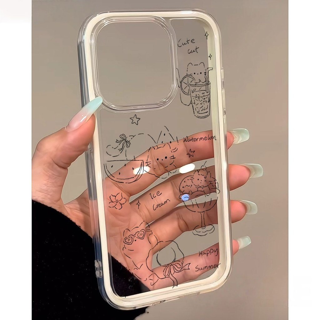 Garis Kucing Simple Clear Fancy Creative Case Luar Negeri Vivo T5 Pro 5G V70 Fe Y21d V60 Lite Y28 Y2