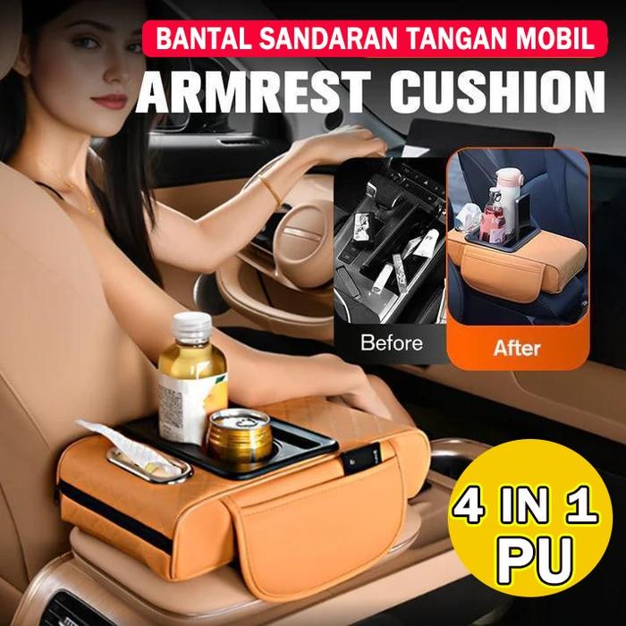 4In1 Universal Car Armrest Storage Box Car Center Console Organizer With Cup Holder Organizer Box