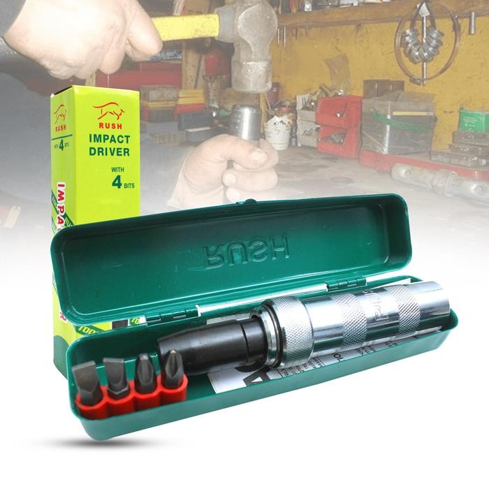 READY Obeng Getok Set 5Pcs Obeng Ketok Putar Plus Mata Obeng Lengkap Kemasan Box Berkualitas