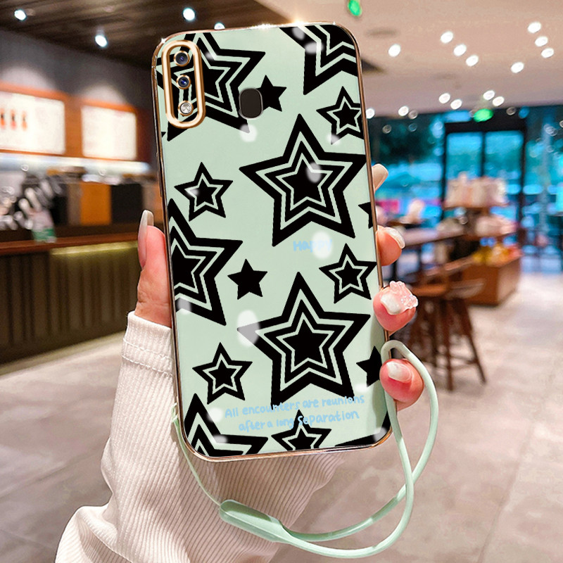 Casing Hp Untuk Samsung Galaxy A20 A30 M10s A20s A21s Case Kartun bintang Kasing Kesing tali berlapi
