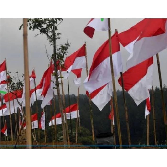 Bendera Merah Putih 60x90 Kain Satin / Bendera Merah Putih Satin (ecer) Tali