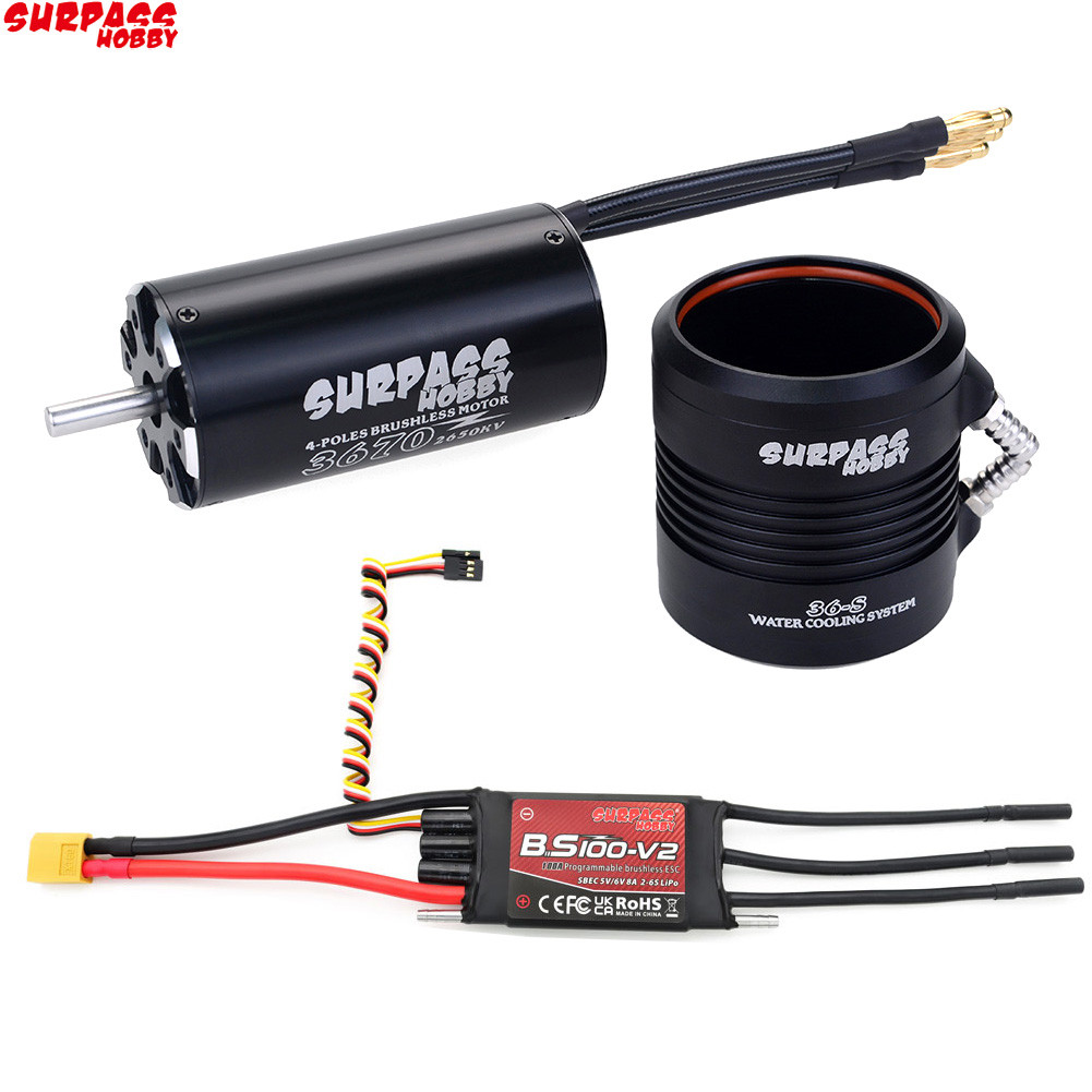SURPASS HOBBY 2948 2958 2968 3660 3670 Waterproof Motor w/ Water Cooling Jacket & 40A 50A 60A 80A 10