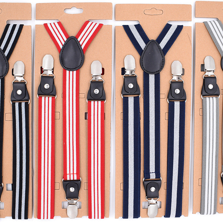 Suspenders Dress Belt Striped Men Women Adult Braces Leather Adjustable 3 Clips Male Pants Straps Jo