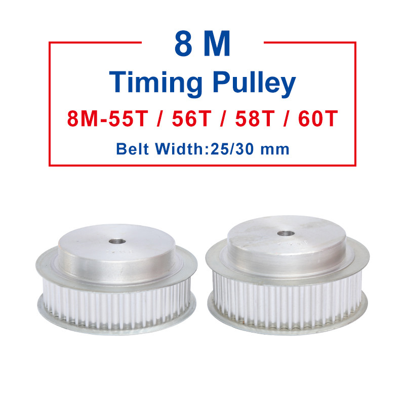 Timing Pulley 8M-55T/56T/58T/60T teeth pitch 8mm process hole 14 mm Aluminum pulley slot width 27/32