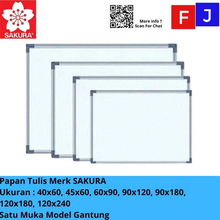 

Sakura Whiteboard Papan Tulis Model Gantung Satu Muka
