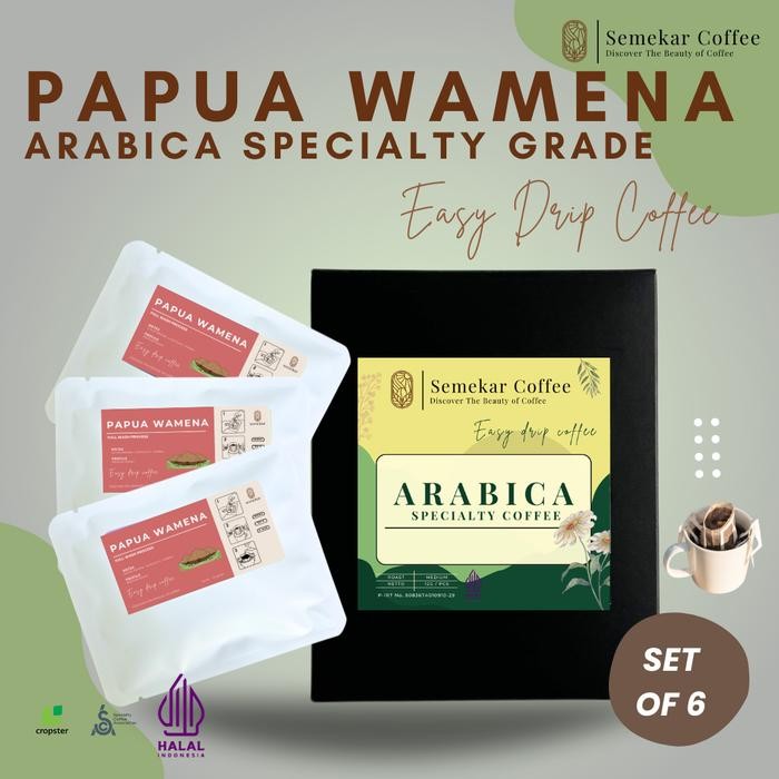

8SXE Kopi Drip Bag Papua Wamena Arabica Specialty Coffee Grade 1- Box 6 Pcs Hampers Kado