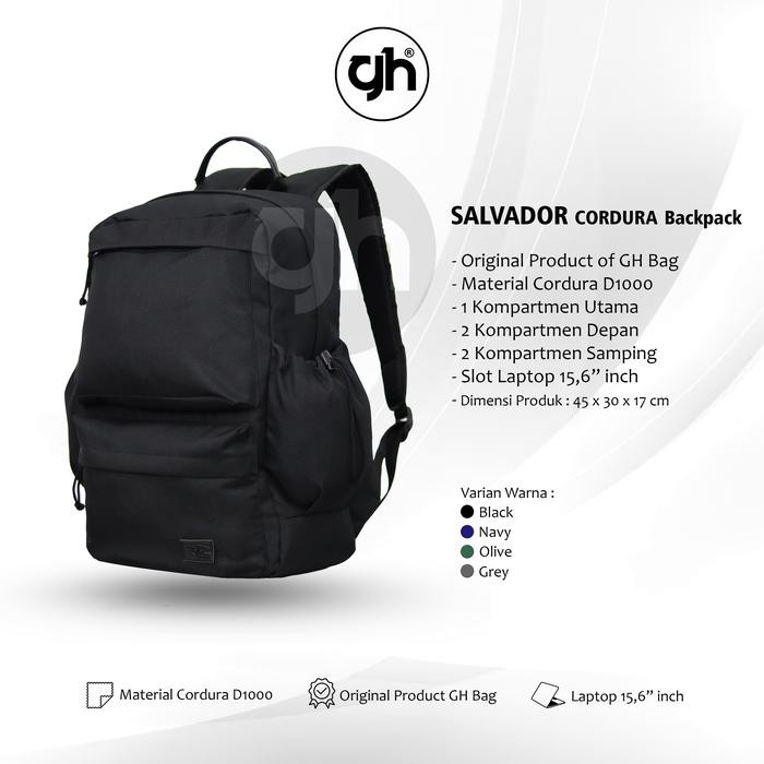 Gh-Bag Tas Ransel Tas Sekolah Kuliah Kerja Salvador Backpack Pria Wanita