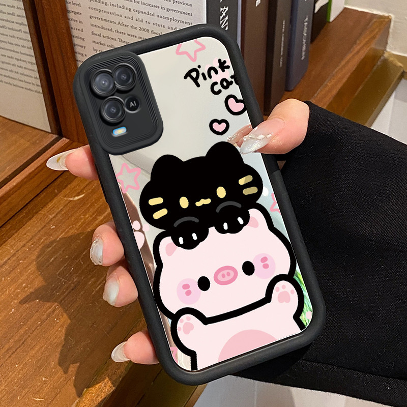 Casing Hp Untuk OPPO A54 Case Casing HP pola Anjing dan babi Kesing Cesing cermin Kasing Silikon Sof