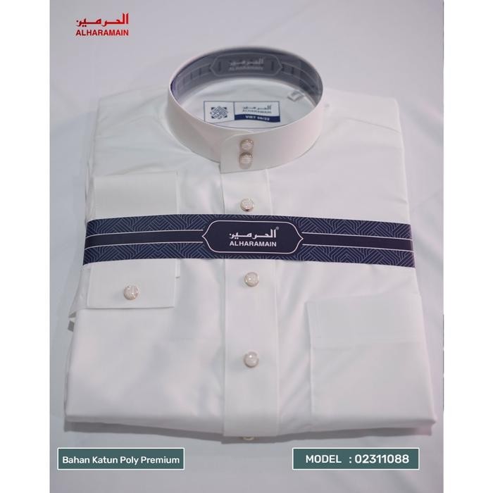 Al Haramain Jubah / Gamis Pria Dewasa Slimfit Manset Premium Series (108) Putih Putih Tulang