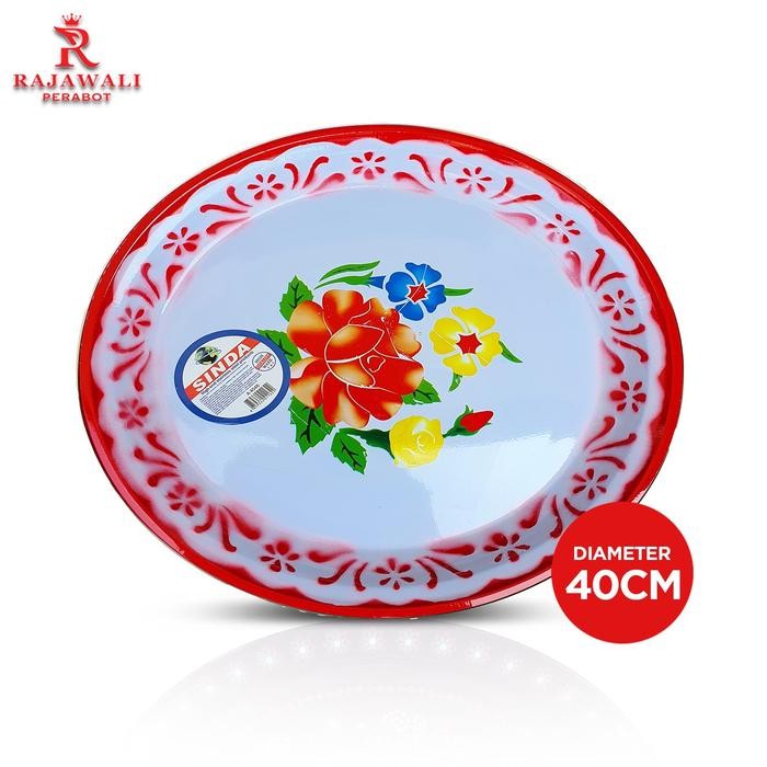 Sale Nampan Bulat Baki Enamel Bulat Motif Bunga 40 Cm