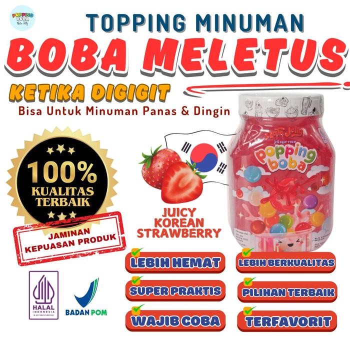 (Rnd) - Popping Boba Rasa Stroberi 500 Gram Topping Minuman