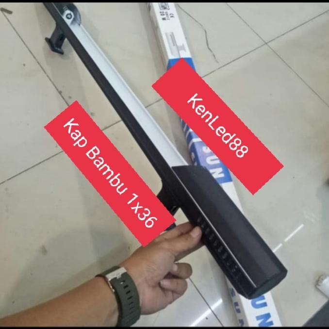 Mantab Kap Lampu Tl Neon Bambu 1X36/1X16W 16Watt Housing Set T8 Tube Philips