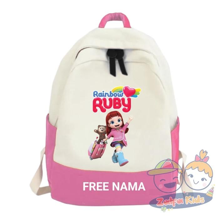 Tas Sekolah Anak Tas Ransel Backpack Anak Rainbow Ruby Free Nama