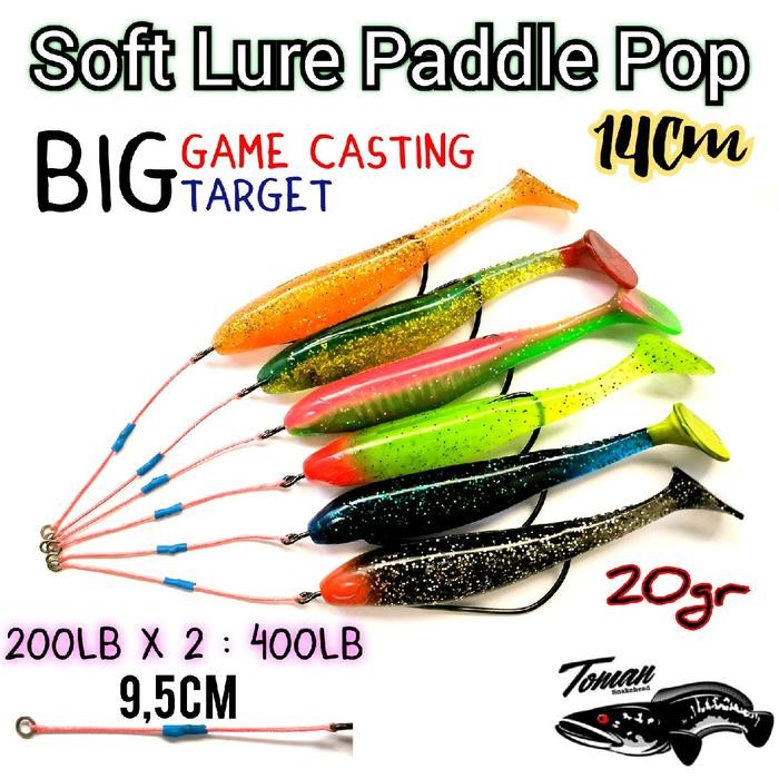 Soft Lure Paddle Pop 14cm 20gr Hook 7/0 Premium Umpan Toman Bukan Omzy Silincer Gabus Ikan