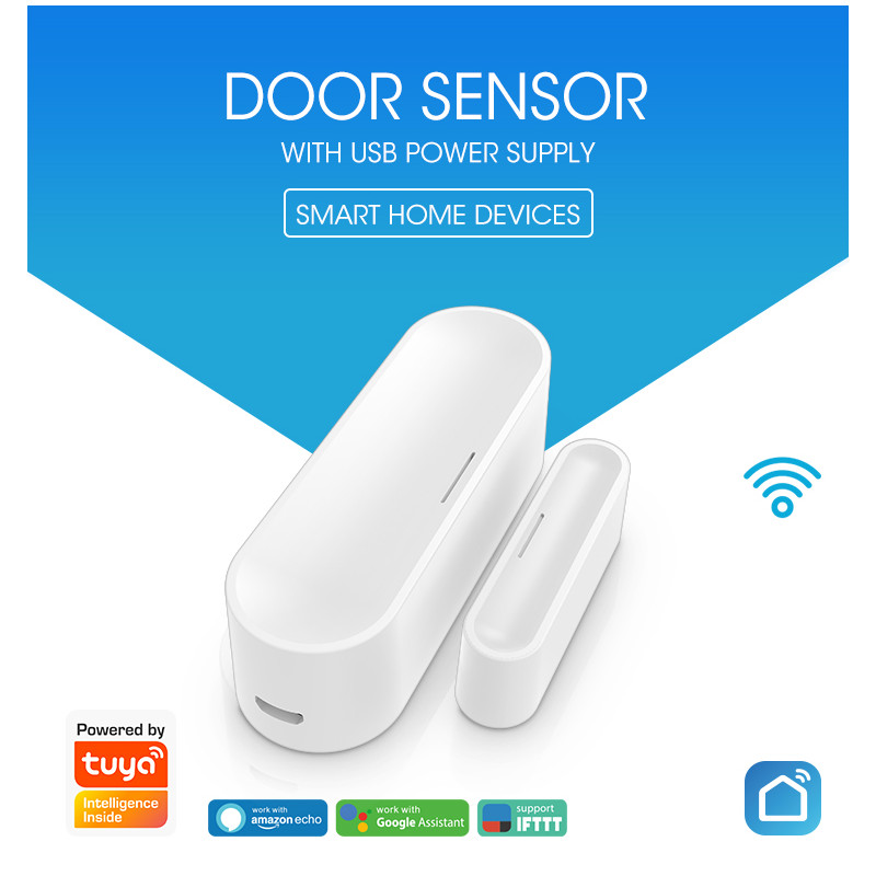 Tuya WIFI Window Door Sensor USB Powered 2.4Ghz Door Open/Close