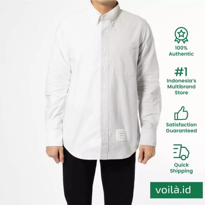 Voilaid Thom Browne Two-Tone Oxford Longsleeves Shirt Medgrey *