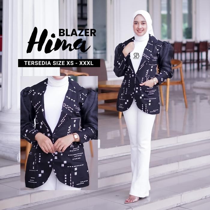 Atasan Kerja Batik Wanita - Moti Hima - Blazer Batik Wanita Modern *