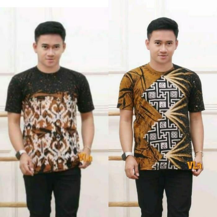 Kaos Batik Wayang batik pria bahan katun *