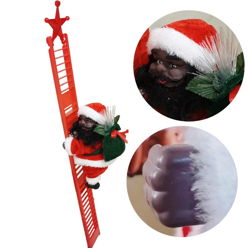 Hot Red ladder Christmas decoration electric Santa Claus climbing