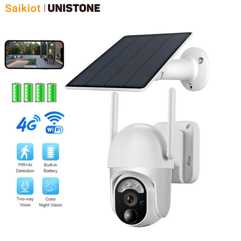 Saikiot 4MP 4G WIFI Mini Solar Camera Solar Powered CCTV Security
