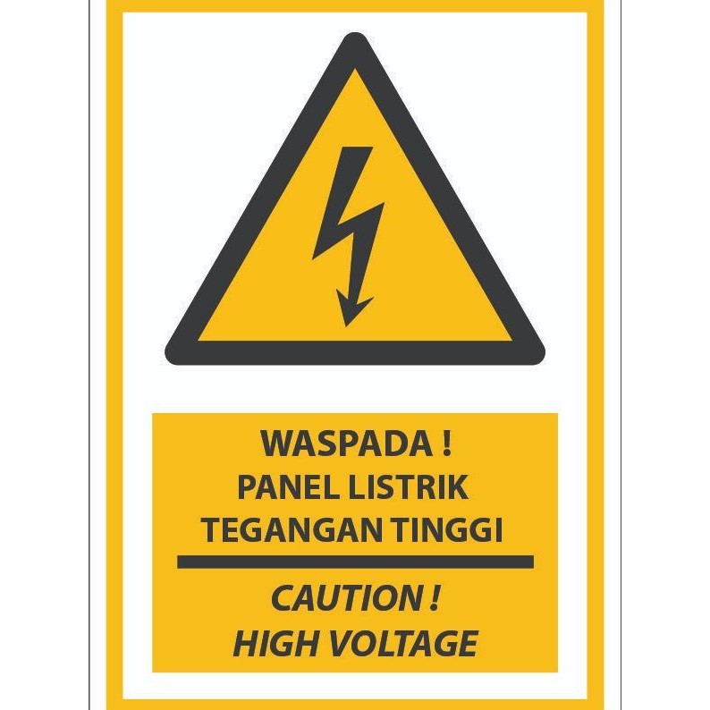 

Sign Akrilik K3 Waspada Panel Listrik Tegangan Tinggi/Caution High Voltage Bilingual A4