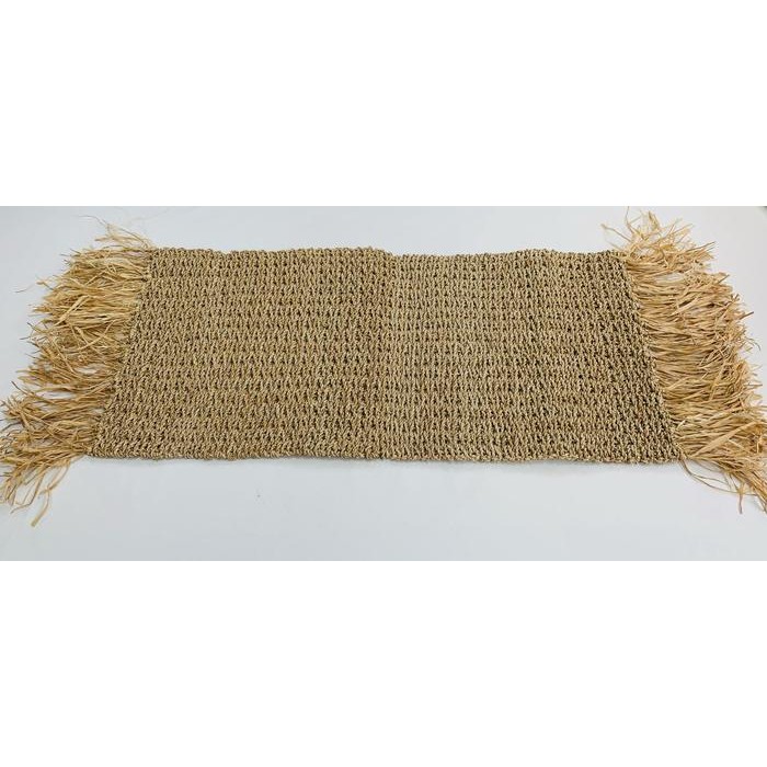 PREMIUM Karpet Kotak Anyaman Natural Rumbai