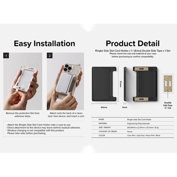 

Ringke Universal Side Slot 3 card Holder Black Tempat Kartu Tipis