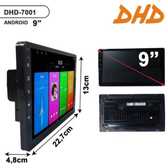 HEAD UNIT TAPE MOBIL DOUBLE DIN DHD ANDROID OS 8.1 LAYAR UKURAN 9 INCH