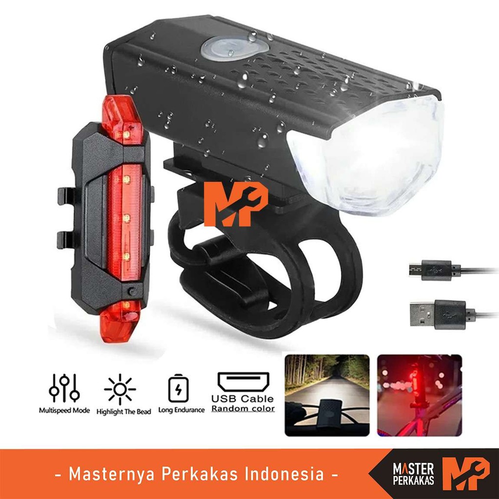 Jual Waterproof Bike Light Rechargeable Set Terlengkap Harga