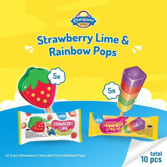 

OR6T Campina Strawberry Lime & Rainbow Pops - Es Krim