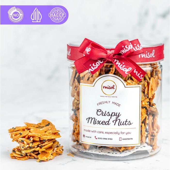 

OR6T Crispy Mixed Nuts Kue Kering Premium Misol Kemasan Toples Bulat