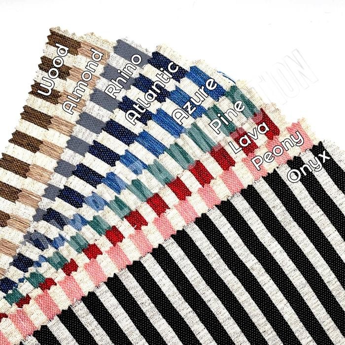 2E7A Kain Kanvas Motif Garis Salur Stripe (Sofa, Jok Kursi, Tas, Bantal)