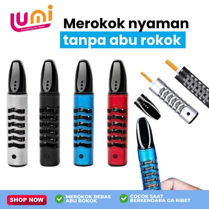 PREMIUM Pipa Asbak Portable Padud holder filter rokok pemantik USB