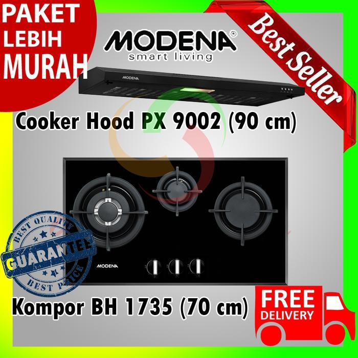 Paket Kompor Tanam 3 Tungku Bh 1735 Dan Cooker Hood Px 9002