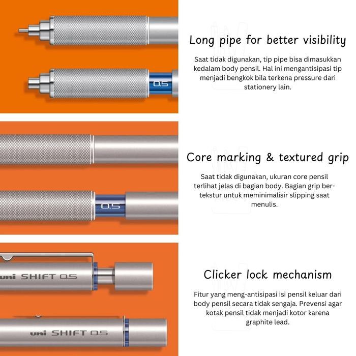 

Uni Shift Pipe Lock Drafting Pencil Mechanical Pencil 0.3 0.4 0.5 0.7 0.9 Mm Pensil Mekanik Untuk